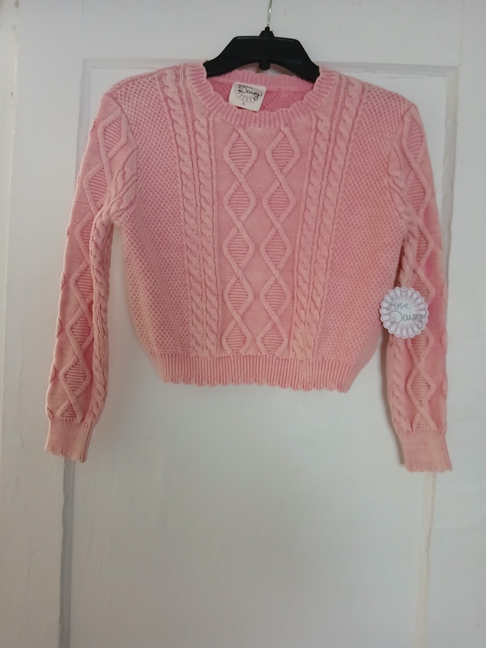 Love Daisy  Pink Cable Knit Crew Sweater. Girls Size XL
